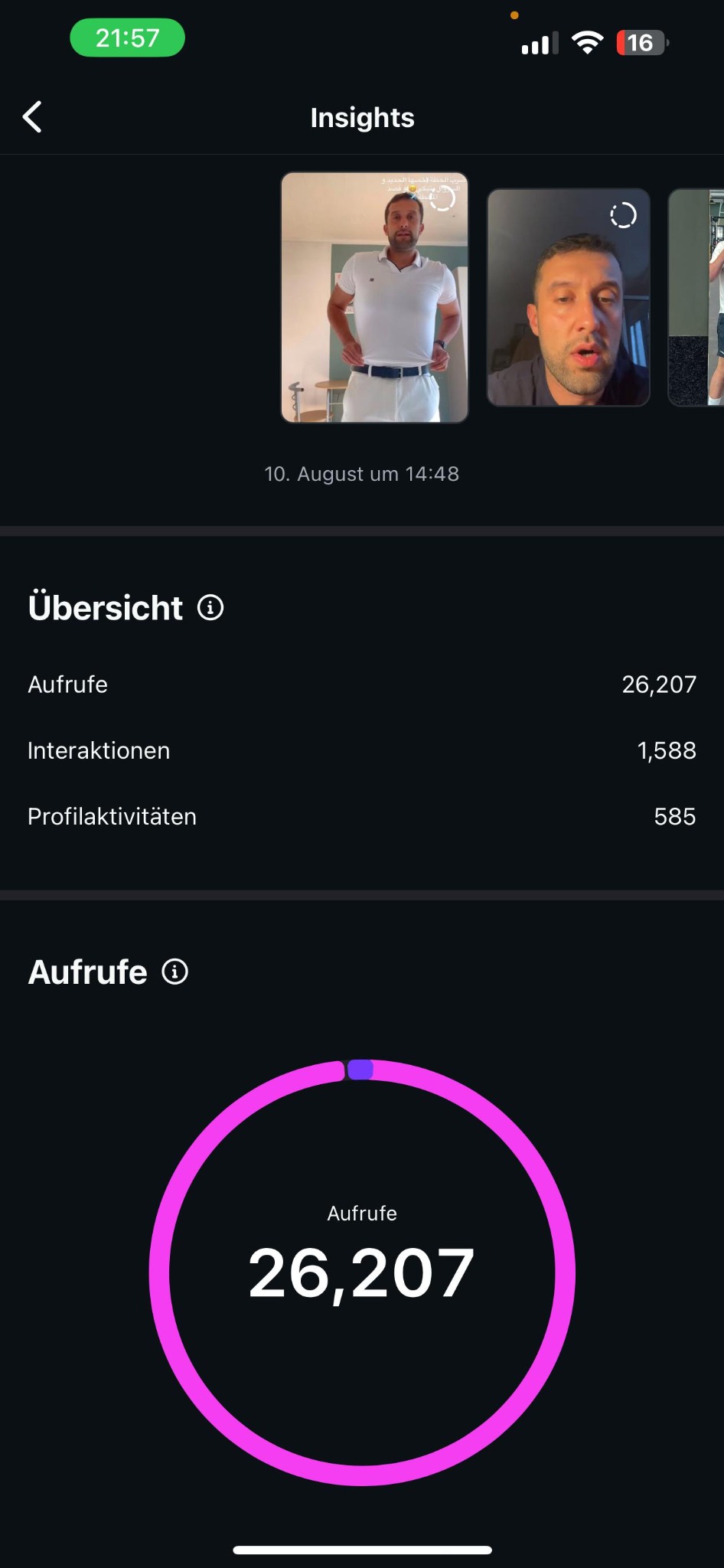 Instagram performance and account insights screenshot