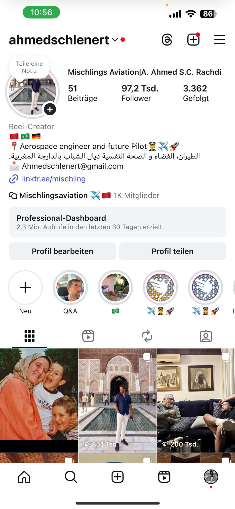 Instagram performance and account insights screenshot